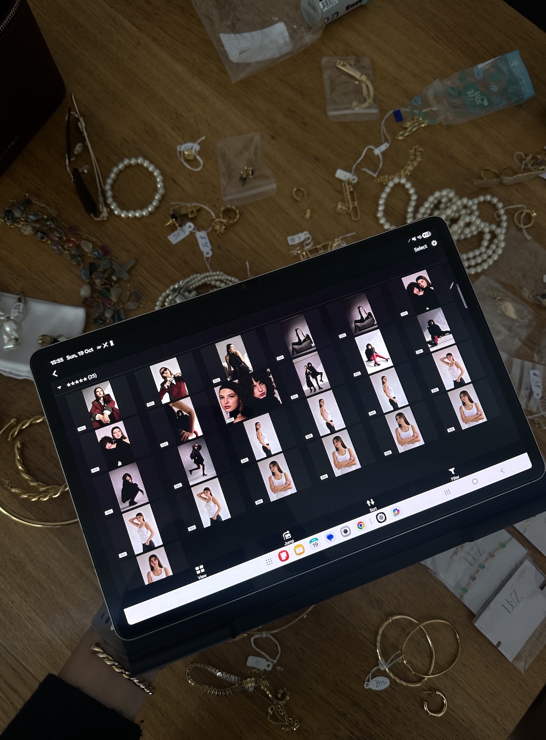 Reviewing creative selects on laptop